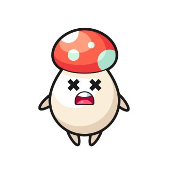 Ölü mantar maskotu karakteri, tişört, çıkartma, logo elementi için şirin bir tasarım.