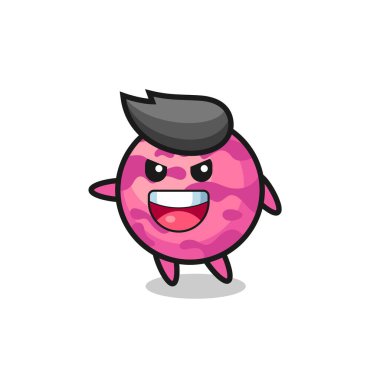 Dondurma kepçesi karikatürü, çok heyecanlı bir poz, tişört, çıkartma, logo elementi için şirin bir tasarım.