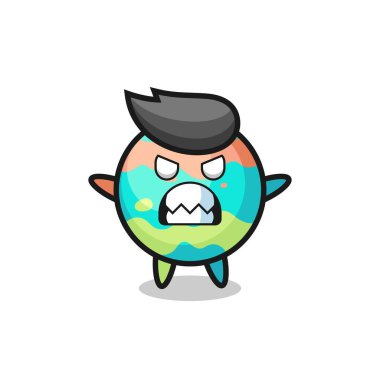 Banyo bombalarının öfkeli ifadesi maskot karakteri, tişört, çıkartma, logo elementi için şirin bir tasarım.