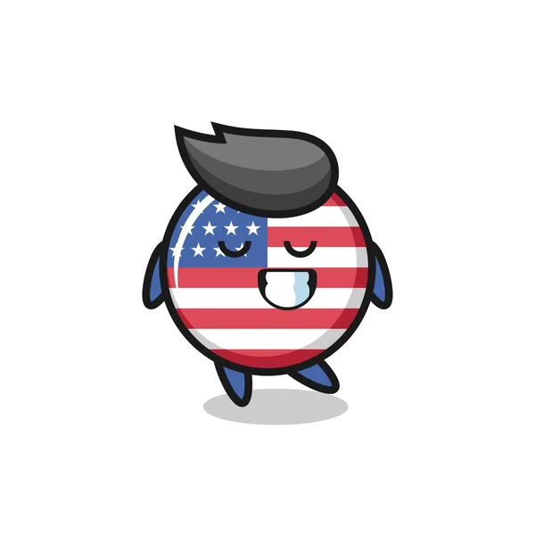 Estados Unidos Bandera Insignia Ilustración Dibujos Animados Con Una Expresión — Vector de stock