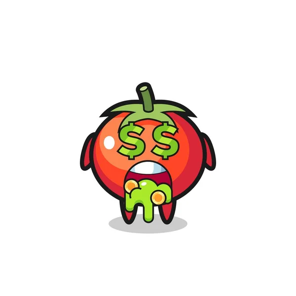Charakter Pomidorów Wyrazem Szaleństwa Pieniądzach Ładny Styl Projekt Koszuli Naklejki — Wektor stockowy