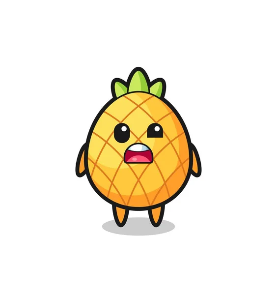 Visage Choqué Mascotte Mignonne Ananas Design Style Mignon Pour Shirt — Image vectorielle