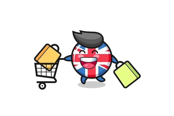 Preto Sexta Feira Ilustração Com Bonito Reino Unido Bandeira Crachá — Vetor de Stock