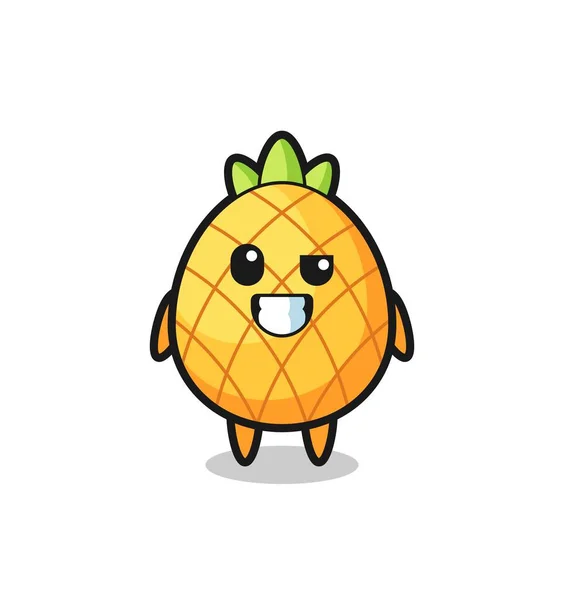 Linda Mascota Piña Con Una Cara Optimista Lindo Diseño Estilo — Vector de stock