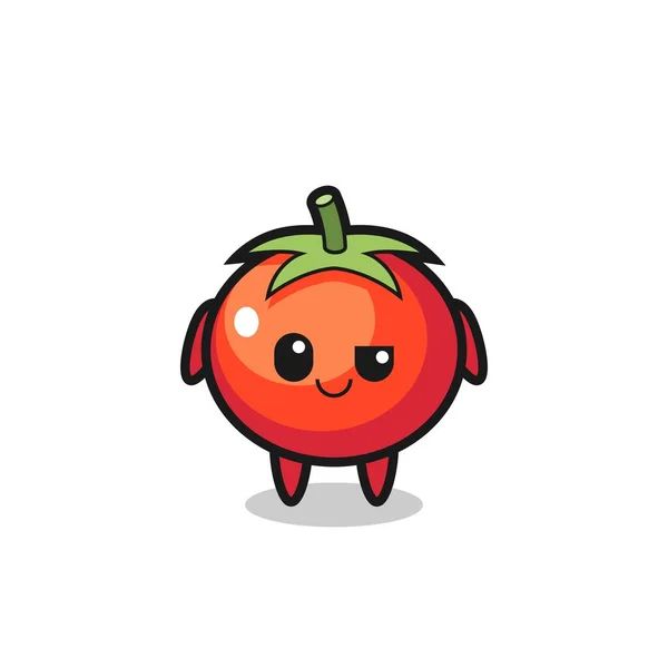 Dibujos Animados Tomates Con Una Expresión Arrogante Lindo Diseño Estilo — Vector de stock