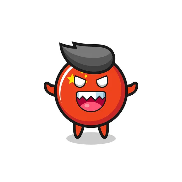 Illustration Personnage Mascotte Drapeau Chine Mal Conception Style Mignon Pour — Image vectorielle