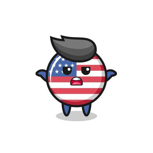 Bandera Los Estados Unidos Insignia Mascota Carácter Diciendo Que Lindo — Vector de stock