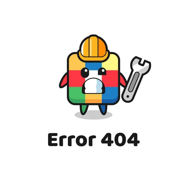 Fel 404 Med Den Söta Rubik Kub Maskot Söt Stil — Stock vektor