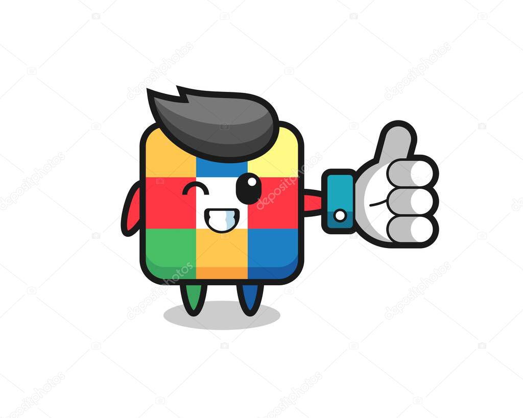 cute rubik cube with social media thumbs up symbol , cute style design for t shirt, sticker, logo element