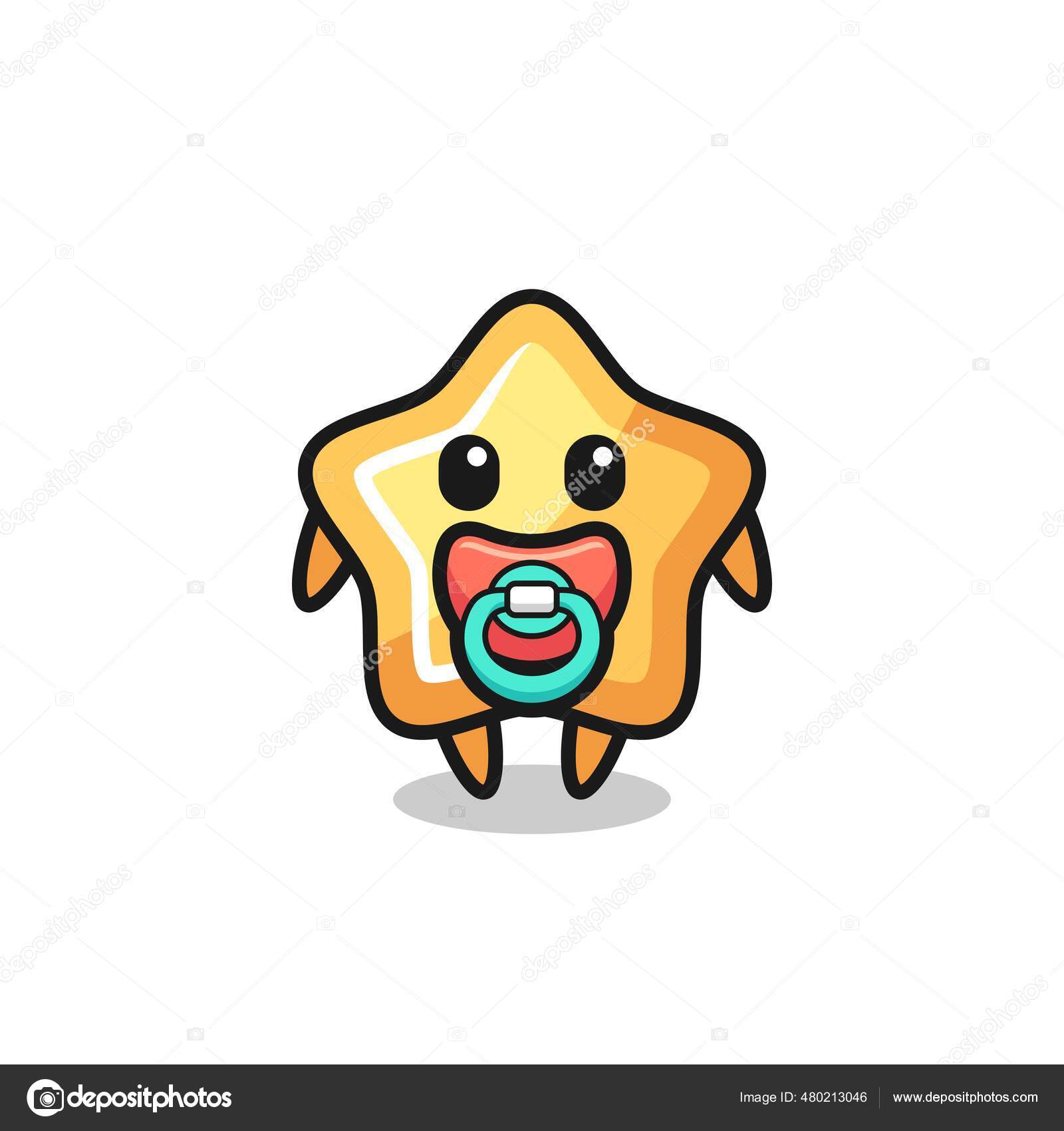 Bebé Estrella Personaje Dibujos Animados Con Chupete Lindo Diseño