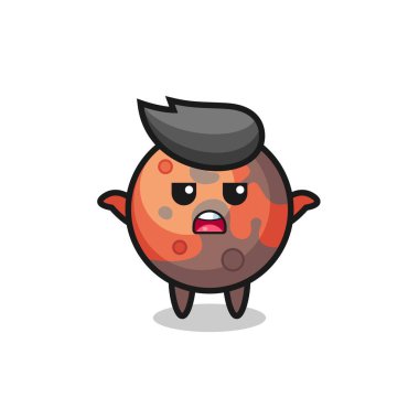 Mars 'ın maskot karakteri ne bileyim, tişört, çıkartma, logo elementi için şirin bir tasarım diyor.