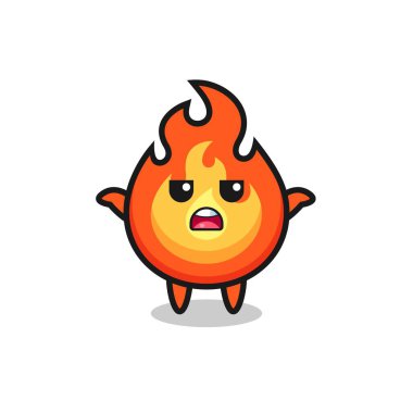 Ateş maskotu karakteri, ne bileyim, tişört, çıkartma, logo elementi için şirin bir tasarım diyor.