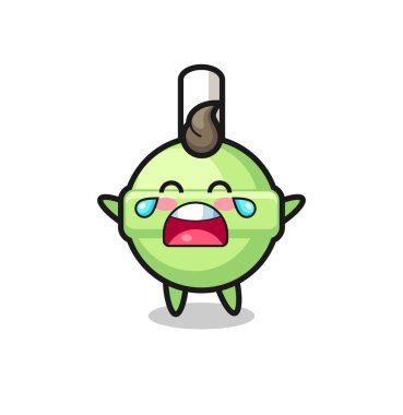 Ağlayan lolipop, şirin bebek, tişört, çıkartma, logo elementi için şirin tasarım.