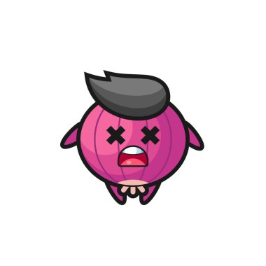 Ölü soğan maskotu karakteri, tişört, etiket, logo elementi için şirin bir tasarım.