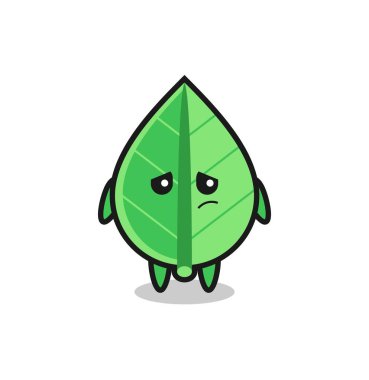 Yaprak çizgi film karakterinin tembel hareketi, tişört, etiket, logo elementi için şirin bir tasarım.