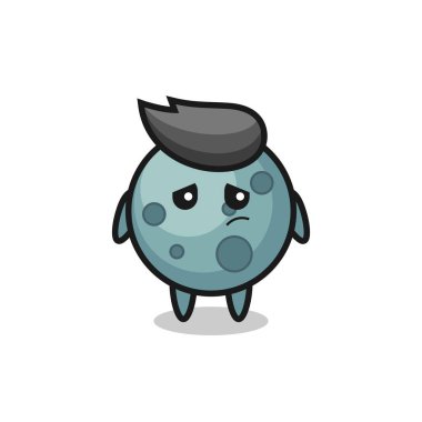 Göktaşı çizgi film karakterinin tembel hareketi, tişört, etiket, logo elementi için şirin bir tasarım.