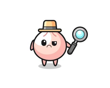 Dedektif olarak şirin köftenin maskotu tişört, çıkartma ve logo elementleri için şirin bir tasarım.