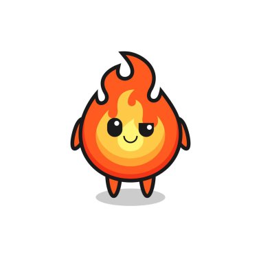 ateş çizgi filmi kibirli bir ifadeyle, tişört, çıkartma, logo elementi için şirin bir tasarım