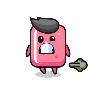 Osuran sakız karikatürünün çizimi, tişört, çıkartma, logo elementi için şirin bir tasarım.