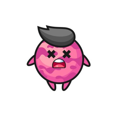 Ölü dondurma kepçesi maskotu karakteri, tişört, çıkartma, logo elementi için şirin bir tasarım.