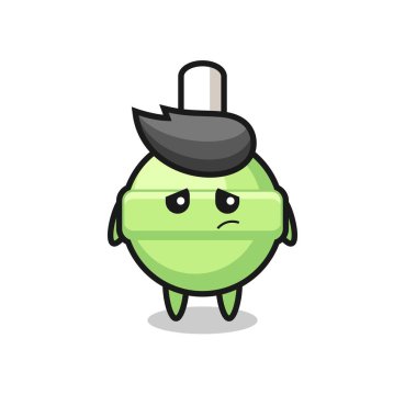 Lolipop çizgi film karakterinin tembel jesti, tişört, çıkartma, logo elementi için şirin tasarım.