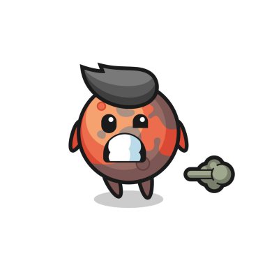 Mars çizgi filminin osuruğu, tişört, etiket ve logo için şirin bir tasarım çizimi.