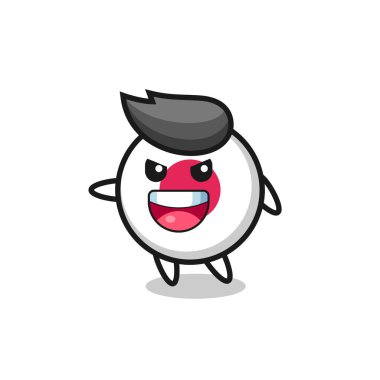 Japon bayrağı karikatürü çok heyecanlı poz veriyor tişört, çıkartma, logo elementi için şirin bir tasarım.