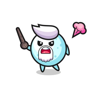 Şirin kartopu dedem sinirlenmeye başladı. Tişört, çıkartma, logo elementleri için şirin bir tasarım.