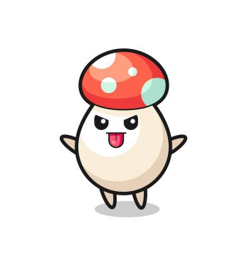 Alaycı pozdaki yaramaz mantar karakteri, tişört, çıkartma, logo elementi için şirin tasarım