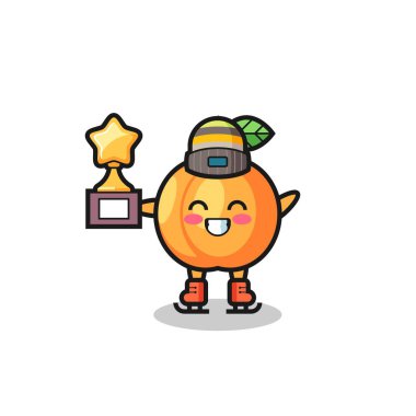 Kayısı çizgi filmi, buz patencisi... Kazanan kupa, tişört, etiket, logo elementi için şirin bir tasarım.