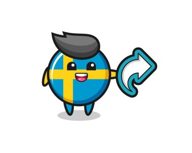 Şirin İsveç bayrağı rozeti sosyal medya paylaşımı sembolü, tişört, etiket, logo ögesi için şirin tasarım