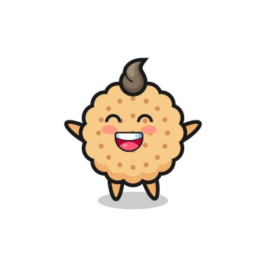 Mutlu bebek yuvarlak bisküvileri çizgi film karakteri, tişört, çıkartma, logo elementi için şirin tasarım