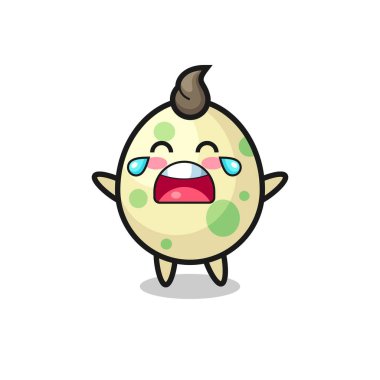 Ağlayan benekli yumurta, şirin bebek, tişört, çıkartma, logo elementi için şirin tasarım.