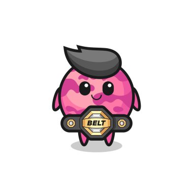 Kemerli MMA dövüşçüsü dondurma kepçesi. Tişört, çıkartma, logo elementi için şirin bir tasarım.