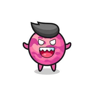 Şeytani dondurma kepçesi maskotu karakteri, tişört, çıkartma, logo elementi için şirin bir tasarım.