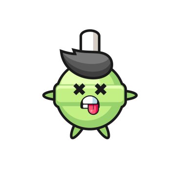 Ölü pozlu şirin lolipopun karakteri, tişört, çıkartma, logo elementi için şirin bir tasarım.