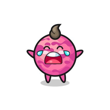 Ağlayan dondurma kepçesi şirin bebek, tişört, çıkartma, logo elementi için şirin tasarım.