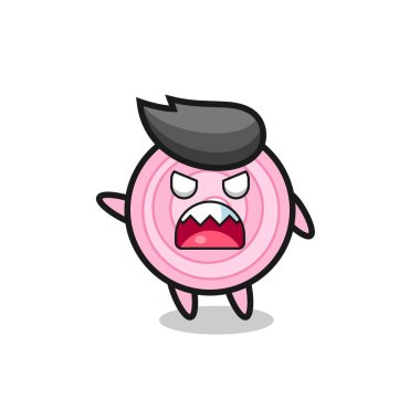 Şirin soğan halkaları karikatürü, çok kızgın bir poz, tişört, çıkartma, logo elementi için şirin bir tasarım.