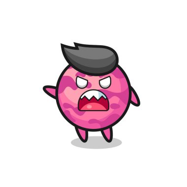 Tatlı dondurma kepçesi karikatürü, çok kızgın bir poz, tişört, çıkartma, logo elementi için şirin bir tasarım.