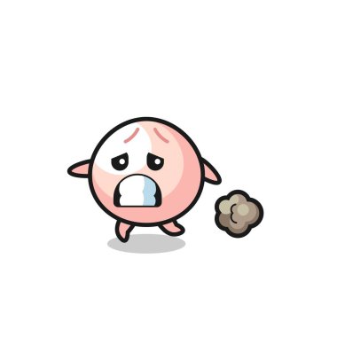 Tişört, etiket, logo elementi için şirin bir tasarım, korku içinde koşan köftenin çizimi