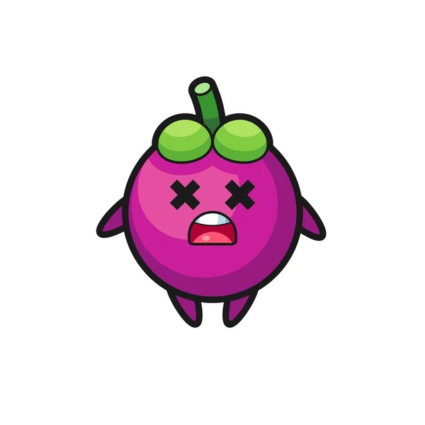 Carácter Muerto Mascota Del Mangosteen Diseño Lindo Del Estilo Para — Vector de stock