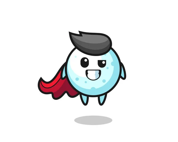 Carácter Lindo Bola Nieve Como Superhéroe Volador Diseño Lindo Del — Vector de stock