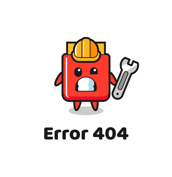 Error 404 Con Mascota Papas Fritas Lindo Diseño Estilo Lindo — Archivo Imágenes Vectoriales
