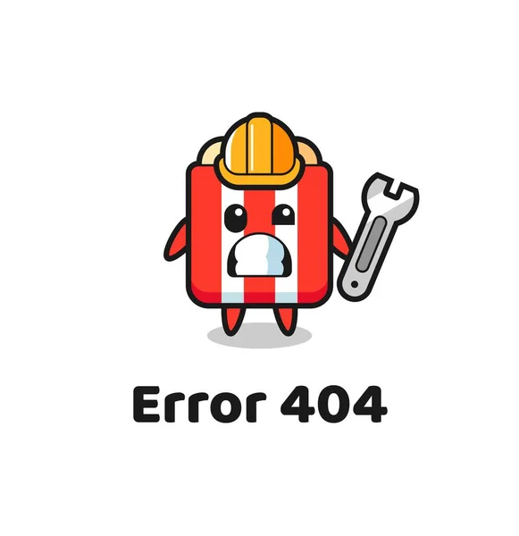 Chyba 404 Roztomilým Popcornovým Maskotem Roztomilý Design Trička Samolepka Logo — Stockový vektor