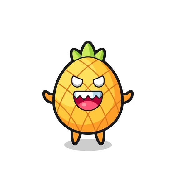 Illust Carácter Malvado Mascota Piña Diseño Lindo Del Estilo Para — Vector de stock