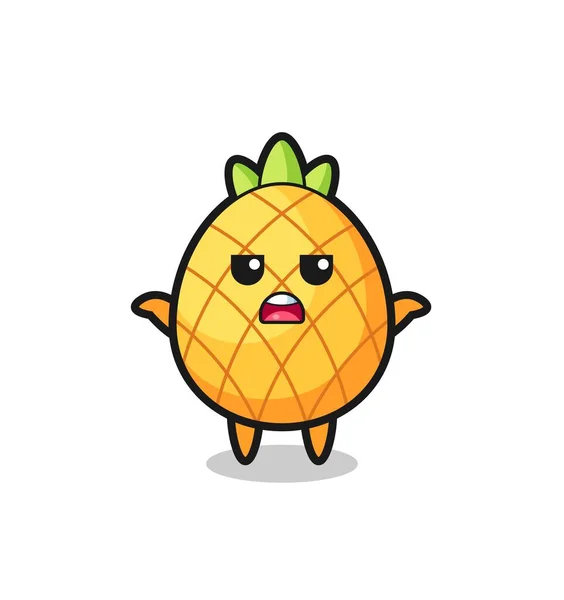 Personnage Mascotte Ananas Disant Que Sais Pas Design Style Mignon — Image vectorielle