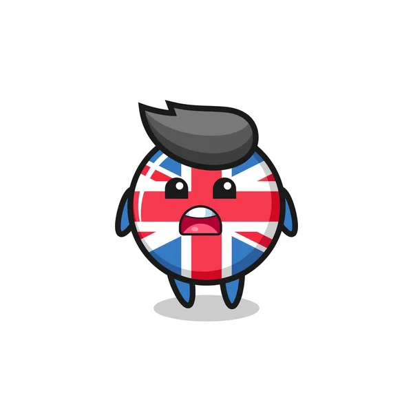 United Kingdom Flag Badge Illustration Apologizing Expression Saying Sorry Cute — Stock Vector