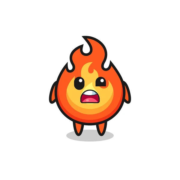 Shocked Face Cute Fire Mascot Cute Style Design Shirt Sticker — Stock Vector