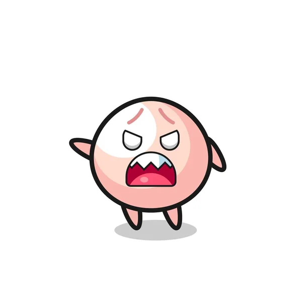Cute Meatbun Cartoon Very Angry Pose Cute Style Design Shirt — Stock Vector