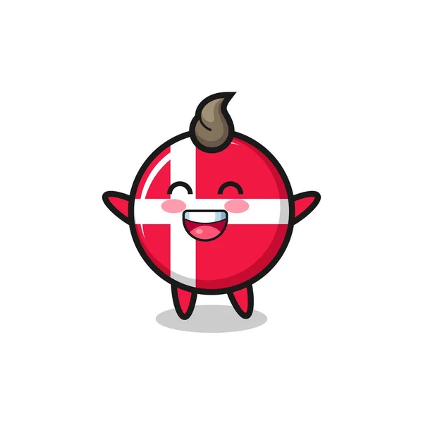 Bebê Feliz Denmark Bandeira Crachá Personagem Desenho Animado Design Estilo — Vetor de Stock